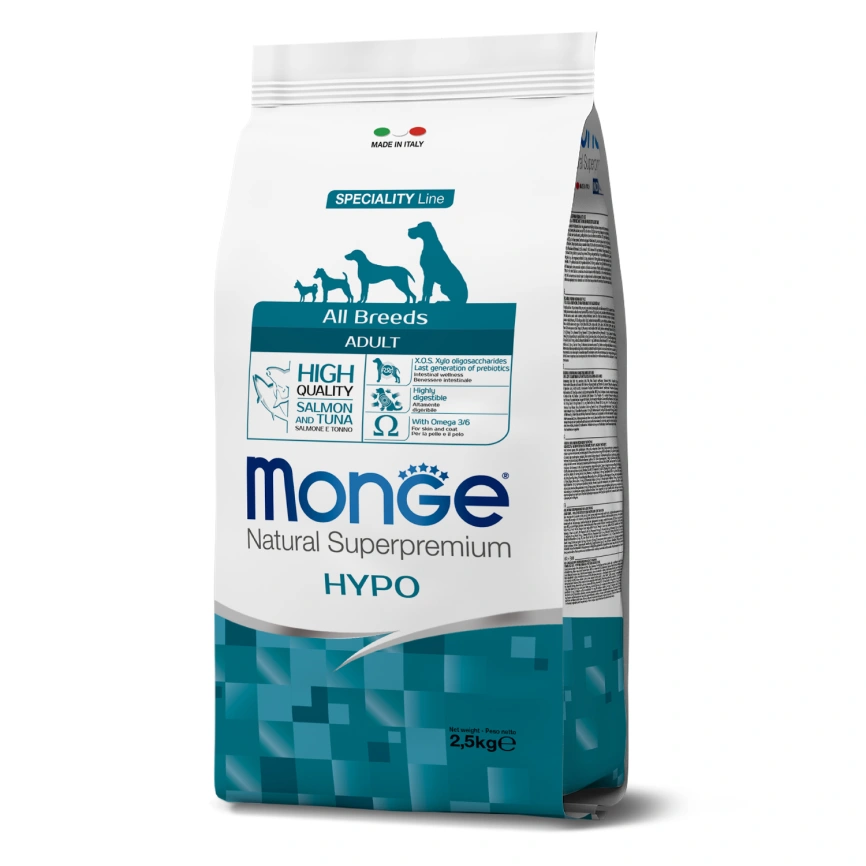 Сухой корм Monge Dog Speciality Line Hypo Salmon & Tuna для взрослых собак с лососем и тунцом, 2,5 кг фото 1