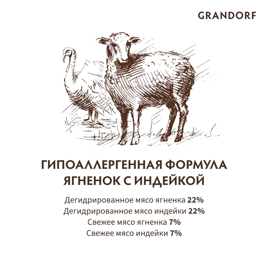 Сухой корм Grandorf Turkey Maxi Индейка для взрослых собак крупных пород, 3 кг фото 5