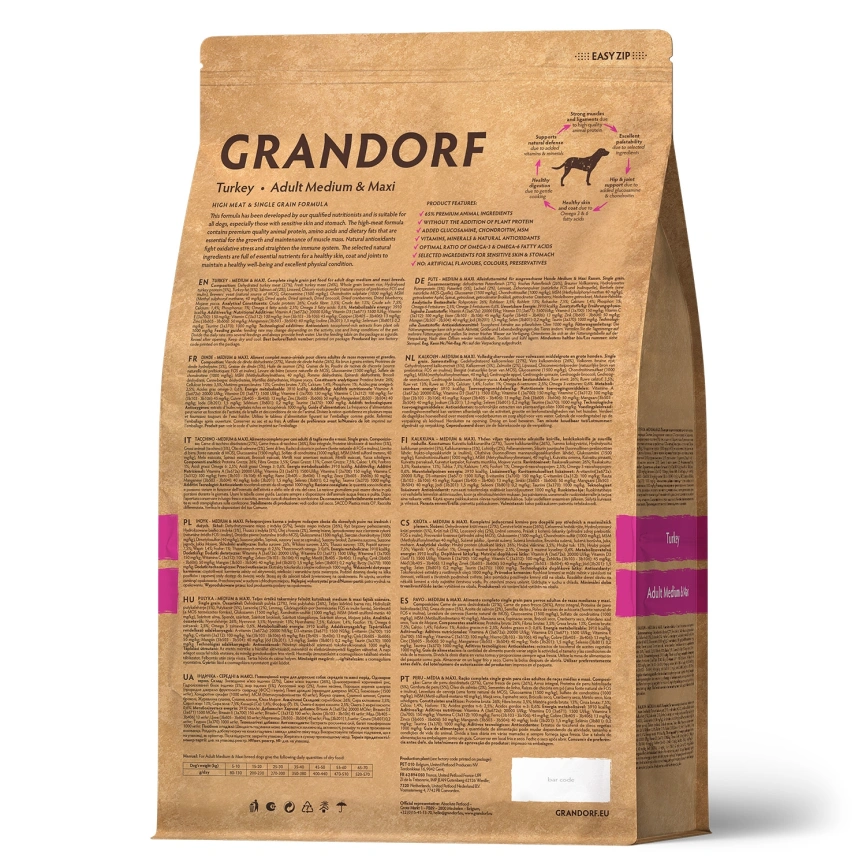 Сухой корм Grandorf Turkey Med & Maxi Индейка для взрослых собак средних и крупных пород, 10 кг фото 2