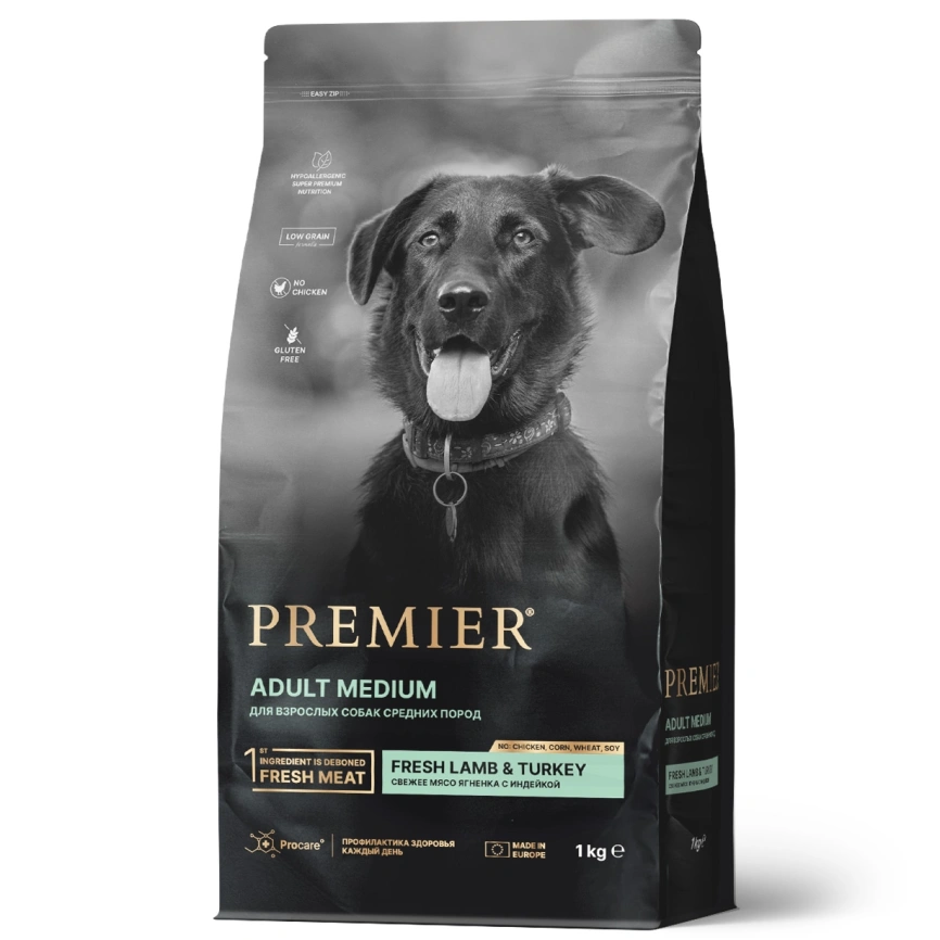 Сухой корм Premier Dog Lamb & Turkey Adult Medium для собак средних пород, с ягненком и индейкой, 1 кг фото 1