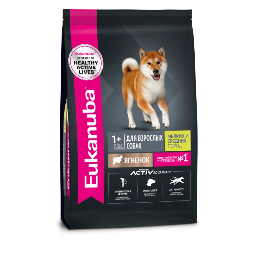 Сухой корм Eukanuba Adult Lamb для взрослых собак от 1 года, с ягненком, 3 кг фото 1