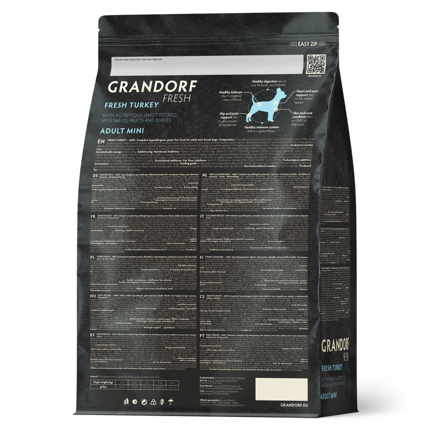 Сухой корм Grandorf Fresh Dog Turkey & Sweet Potato для взрослых собак мелких пород диетическая формула для особо аллергичных собак индейка, с бататом, 1 кг фото 2