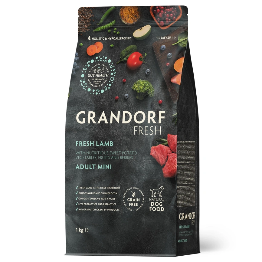 Сухой корм Grandorf Fresh Dog Lamb & Sweet Potato для взрослых собак мелких пород чувствительное пищеварение и гипоаллергенный ягненок, с бататом, 3 кг фото 1