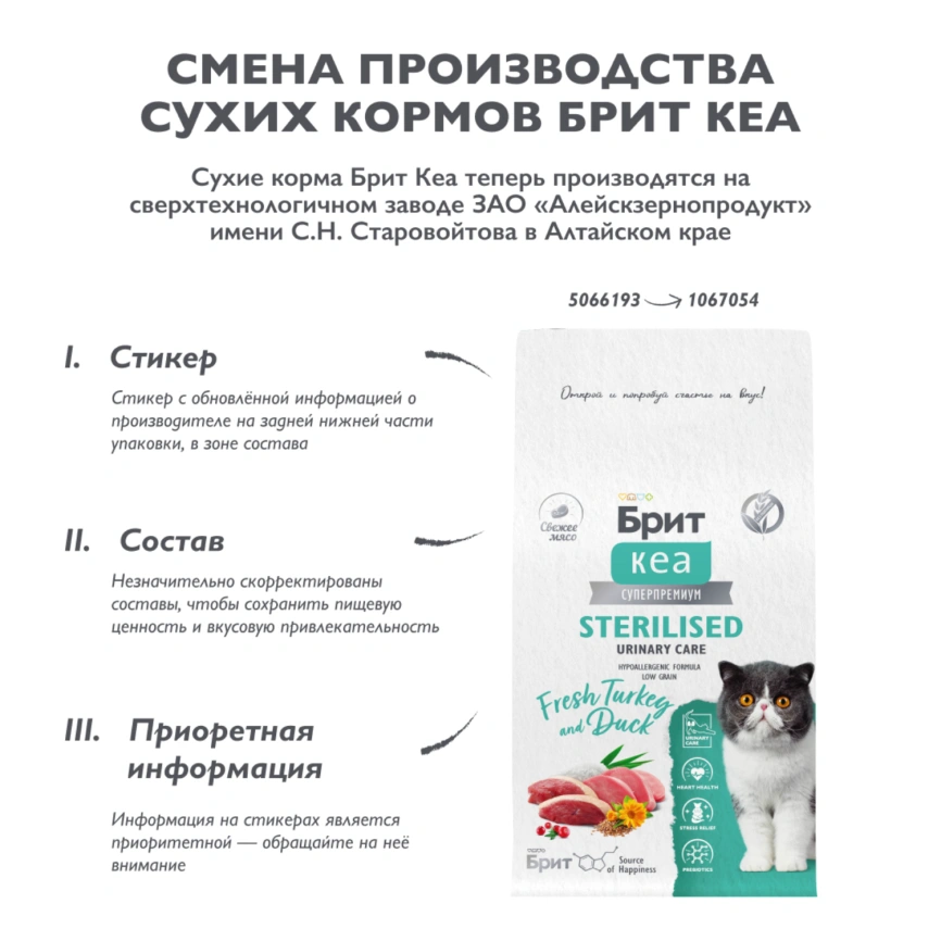 Сухой корм для стерилизованных кошек Брит Care с индейкой и уткой 0.4кг фото 7