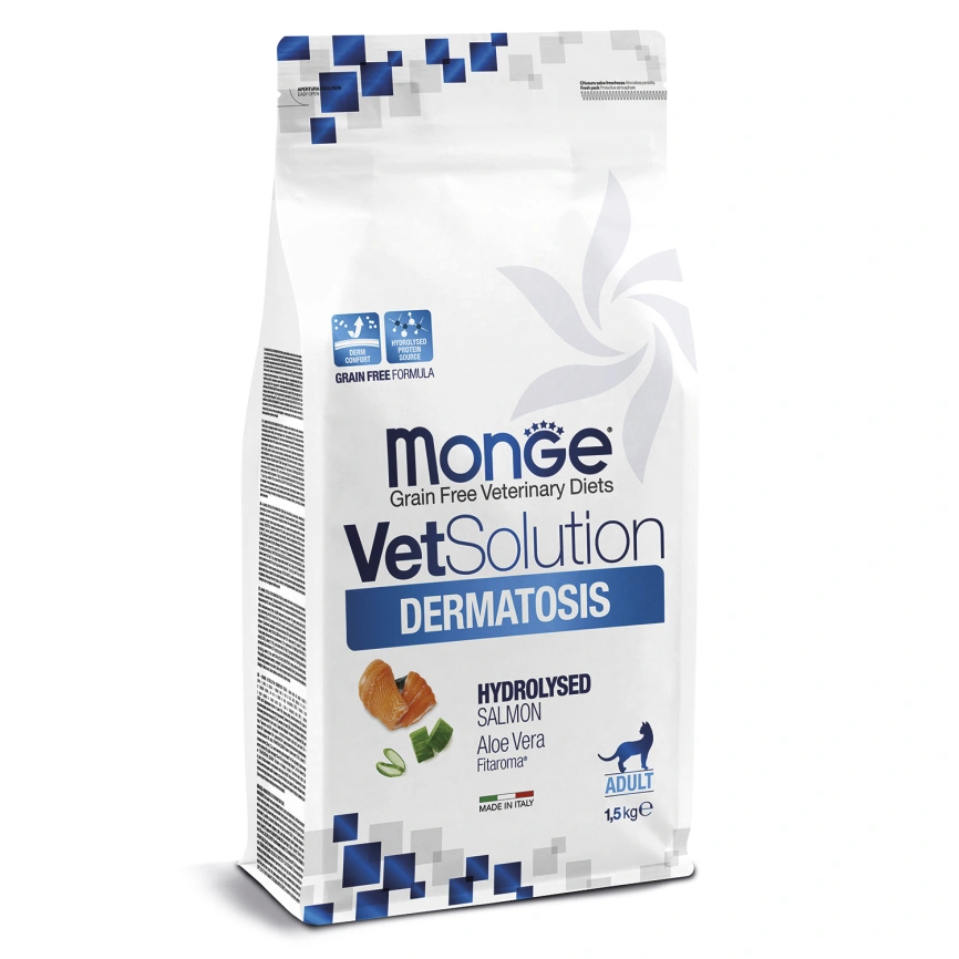 Диетический корм Monge VetSolution Cat Dermatosis для кошек, при заболеваниях кожи, 1,5 кг фото 1