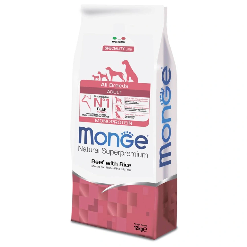 Сухой корм Monge Dog Speciality Line Monoprotein All Breeds Beef & Rice для взрослых собак всех пород с говядиной и рисом, 12 кг фото 8