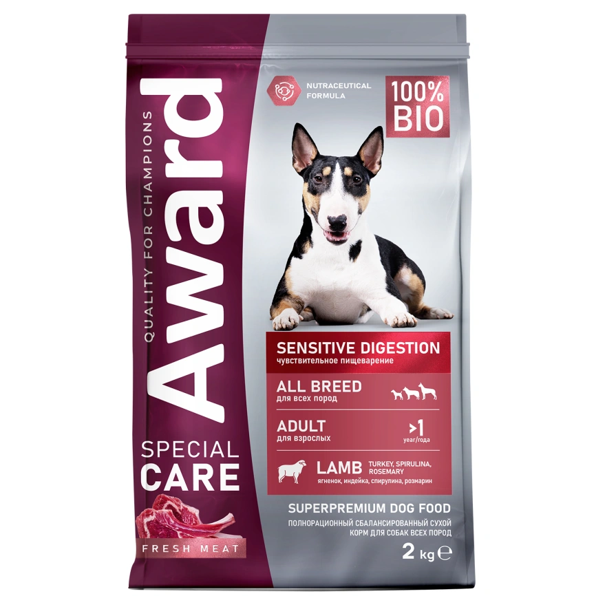 Сухой корм AWARD Special Care Sensitive Digestion Lamb для взрослых собак всех пород с ягненком, 2 кг фото 1