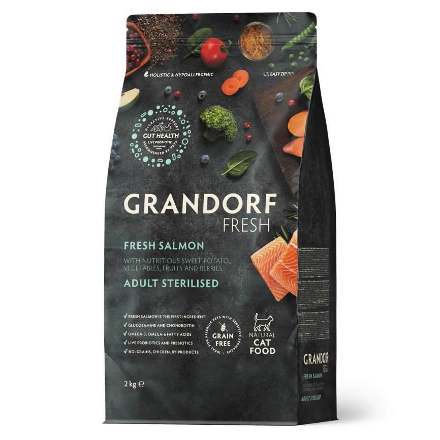 Сухой корм Grandorf Fresh Cat Salmon & Sweet Potato для стерилизованных кошек лосось, с бататом, 400 г фото 1