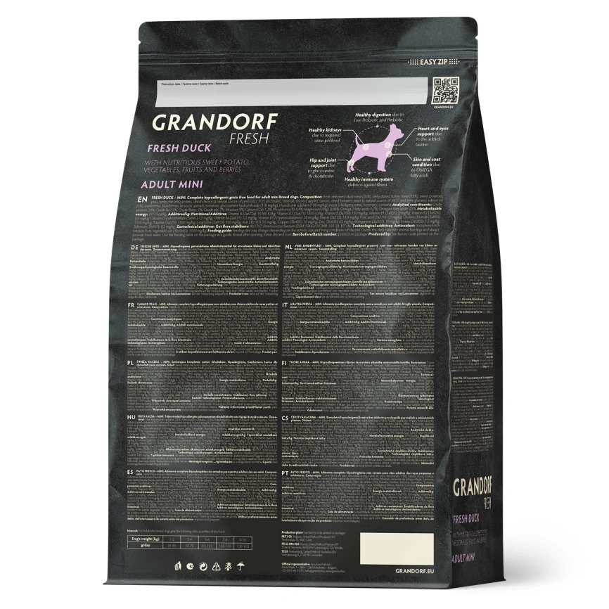 Сухой корм Grandorf Fresh Dog Duck & Sweet Potato для взрослых собак мелких пород диетическая формула для особо аллергичных собак утка, с бататом, 1 кг фото 2