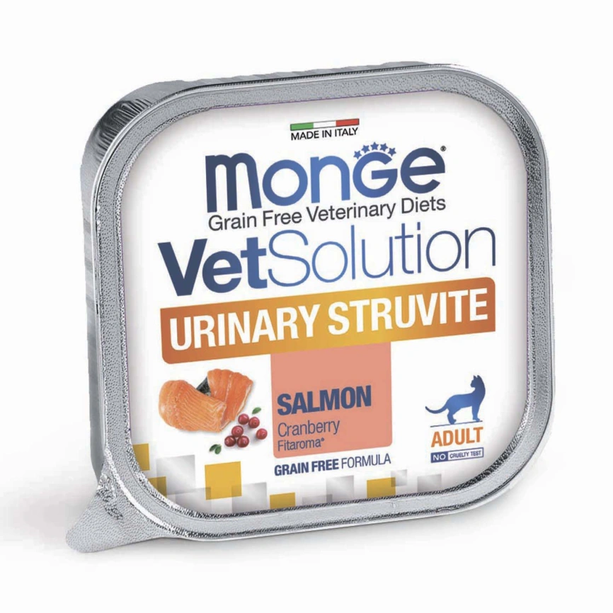 Диетический корм Monge VetSolution Cat Urinary Struvite для кошек, при заболеваниях мочеполовой системы и струвитном течении МКБ, 100г фото 1