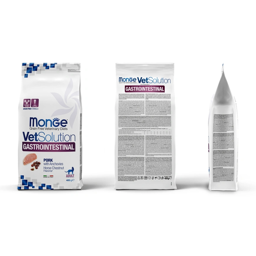 Диетический корм Monge VetSolution Cat Gastrointestinal для кошек, при заболеваниях ЖКТ, 400 г фото 2
