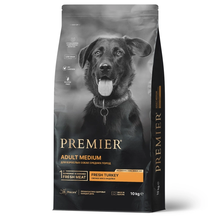 Сухой корм Premier Dog Turkey Adult Medium для собак средних пород, с индейкой, 10 кг фото 1