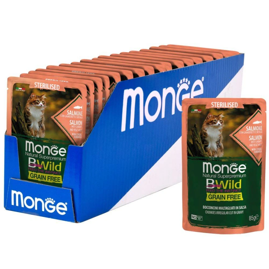 Влажный корм Monge Cat BWild GRAIN FREE Wild Boar & Vegetables для стерилизованных кошек с мясом дикого кабана и овощами, 85 г фото 7