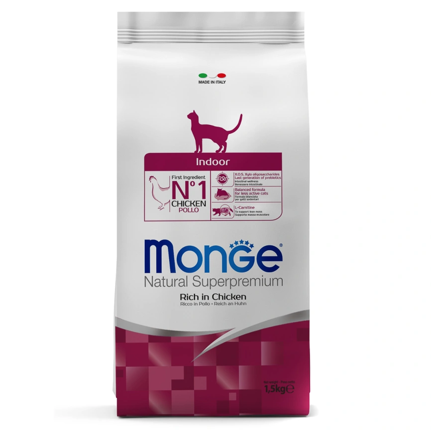 Сухой корм Monge Cat Daily Line Indoor Chicken для домашних кошек с курицей, 1,5 кг фото 1