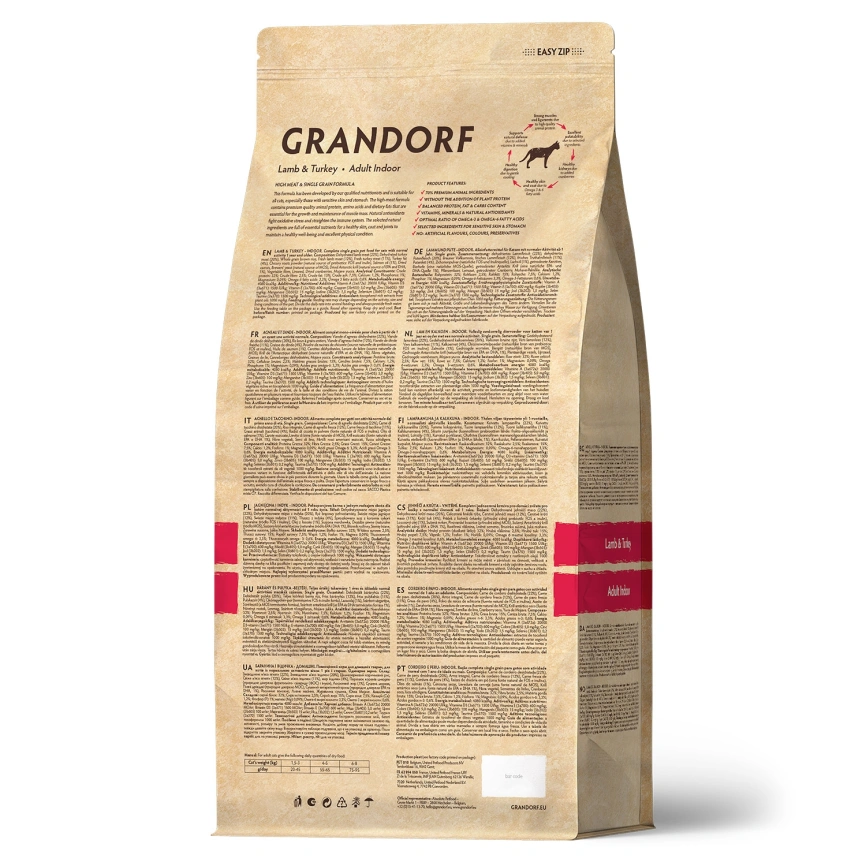 Сухой корм Grandorf Lamb & Turkey Indoor для домашних кошек, с ягнёнком и индейкой, 2 кг фото 2