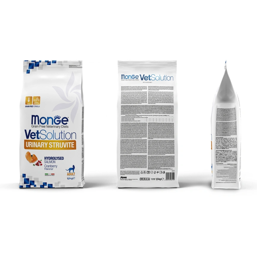 Диетический корм Monge VetSolution Cat Urinary Struvite при заболеваниях мочеполовой системы и струвитном течении МКБ, 1,5 кг фото 3