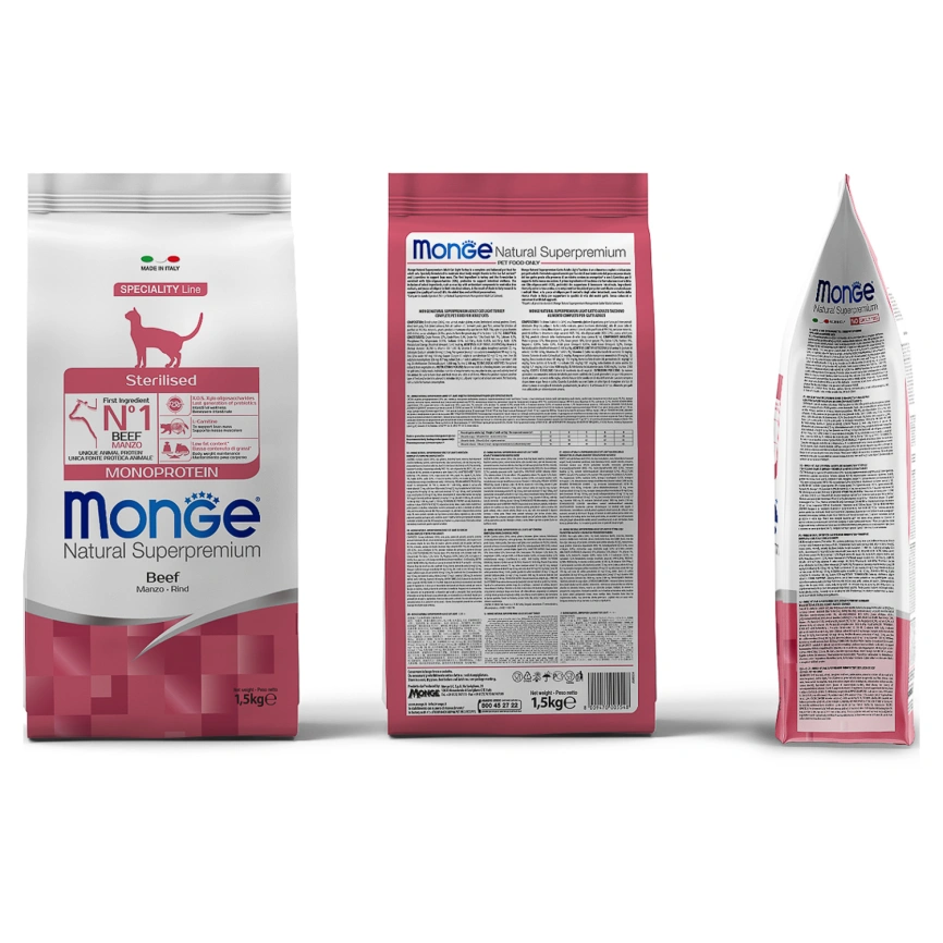 Сухой корм Monge Cat Speciality Line Monoprotein Beef для котят и беременных кошек с говядиной, 1,5 кг фото 5
