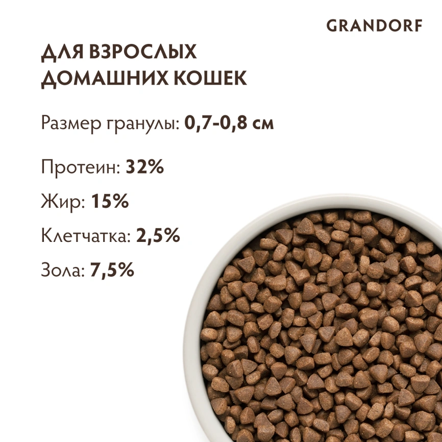 Сухой корм Grandorf Lamb & Turkey Indoor для домашних кошек, с ягнёнком и индейкой, 8 кг фото 9