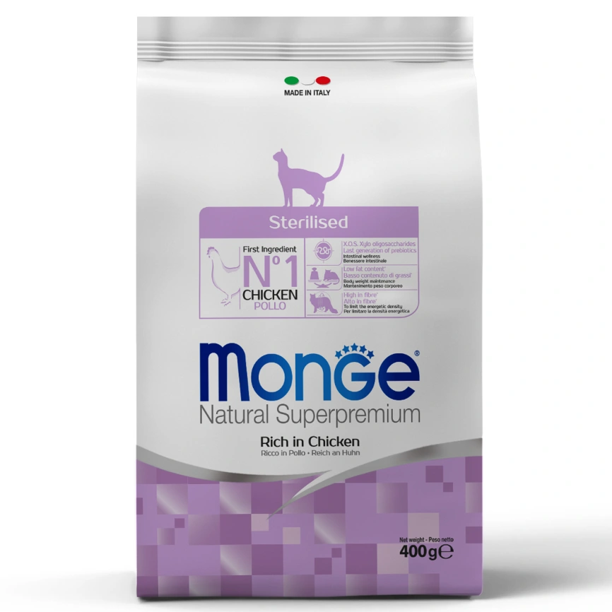 Сухой корм Monge Cat Daily Line Sterilised Chicken для стерилизованных кошек с курицей, 400 г фото 1