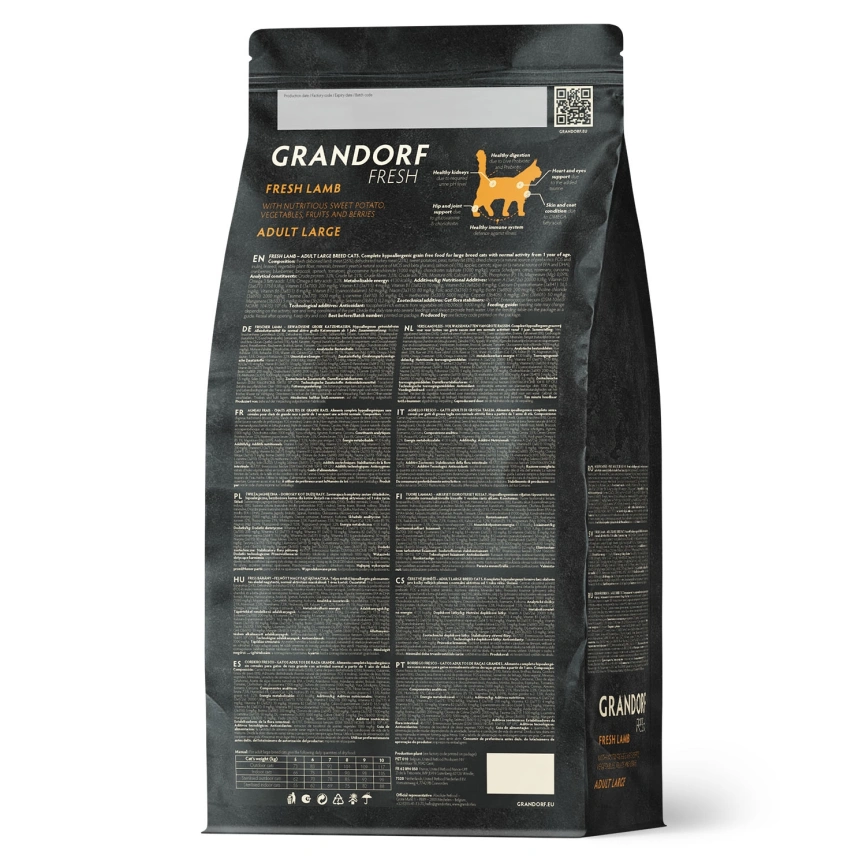 Сухой корм Grandorf Cat Lamb & Sweet Potato для взрослых кошек крупных пород, чувствительное пищеварение или склонность к аллергии ягненок, с бататом, 400 г фото 2