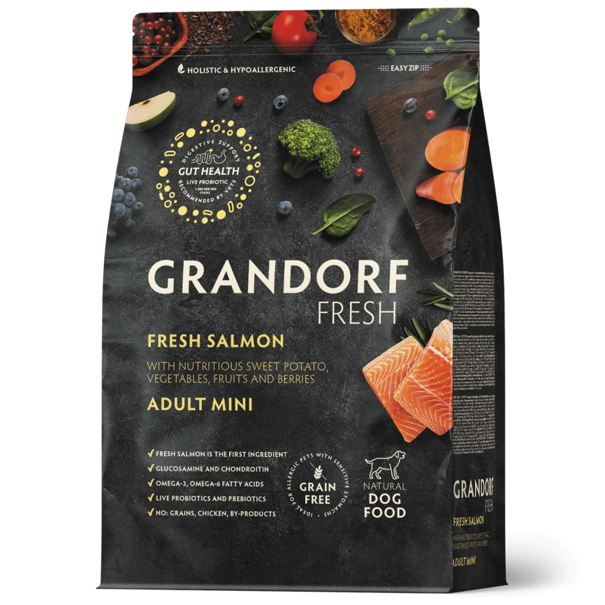 Сухой корм Grandorf Fresh Dog Salmon & Sweet Potato для взрослых собак мелких пород для здоровья кожи и шерсти лосось, с бататом, 3 кг фото 1