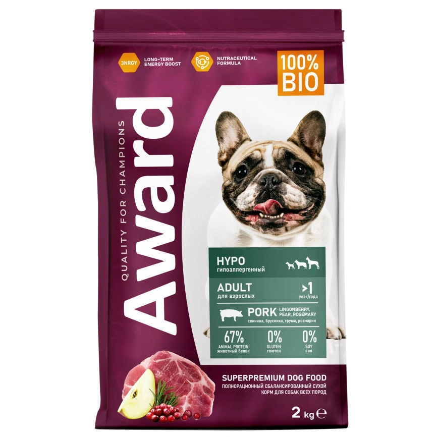 Сухой корм AWARD Special Care Hypo Pork & Pear & Lingonberry для взрослых собак всех пород с свининой, грушей и брусникой, 12 кг фото 7