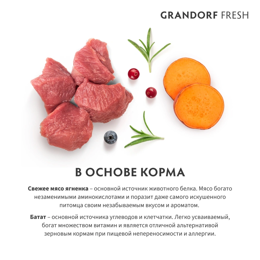 Сухой корм Grandorf Fresh Cat Lamb & Sweet Potato для стерилизованных кошек чувствительное пищеварение или склонность к аллергии ягненок, с бататом, 2 кг фото 6