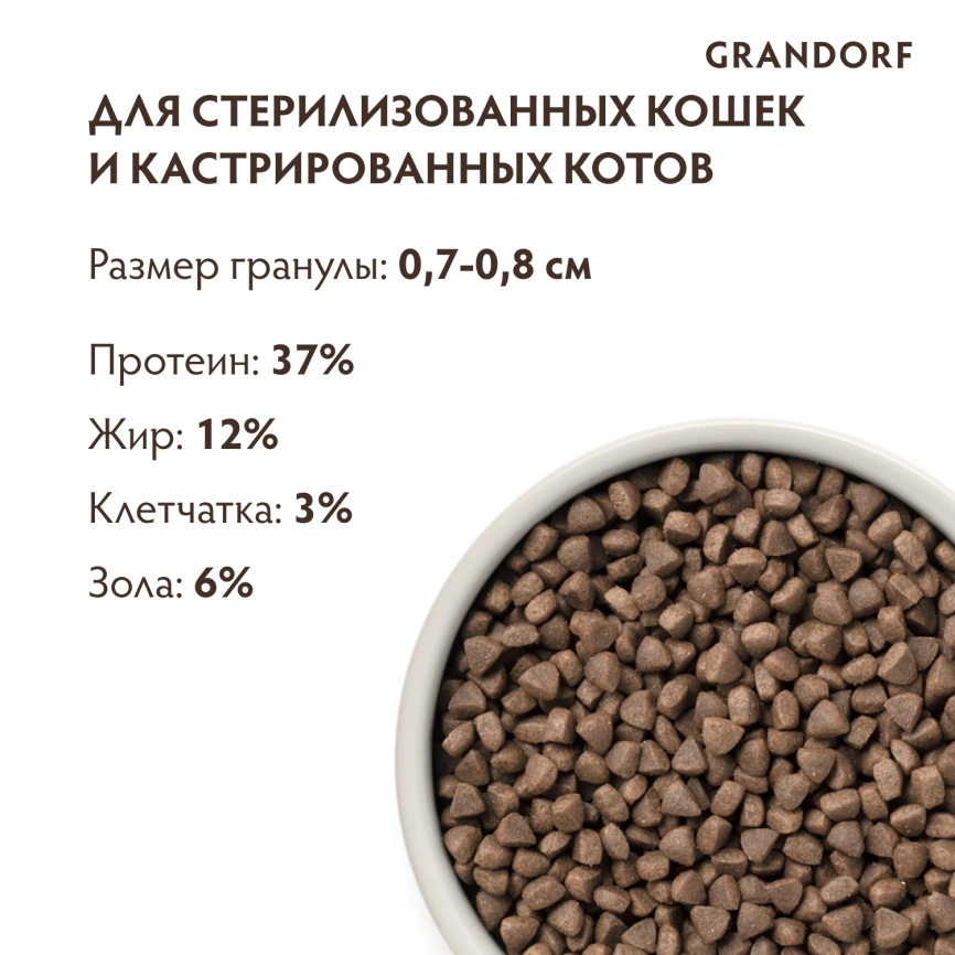 Сухой корм Grandorf Rabbit & Turkey Sterilised для стерилизованных кошек, с кроликом и индейкой, 400 г фото 9