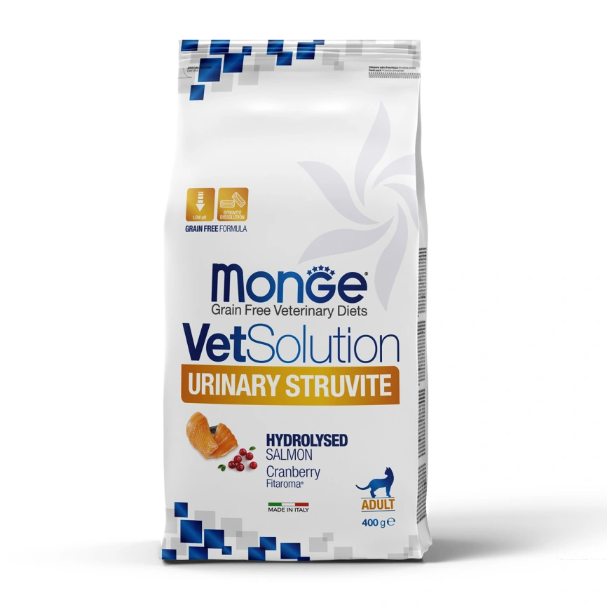 Диетический корм Monge VetSolution Cat Urinary Struvite при заболеваниях мочеполовой системы и струвитном течении МКБ, 400 г фото 1