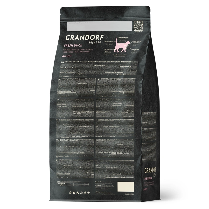 Сухой корм Grandorf Fresh Cat Duck & Sweet Potato для взрослых кошек, диетическая формула для особо аллергичных кошек утка, с бататом, 2 кг фото 2