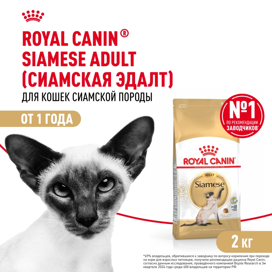 Сухой корм Royal Canin Siamese для кошек сиамской породы, 2 кг фото 1