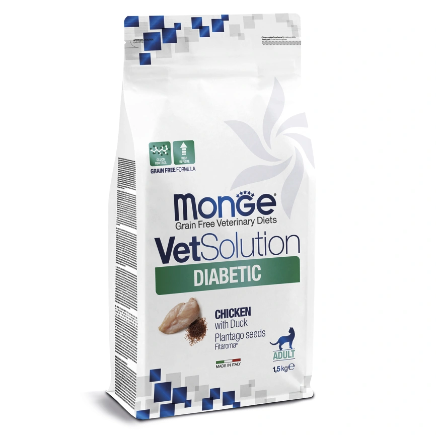 Диетический корм Monge VetSolution Cat Diabetic для кошек, при сахарном диабете, 1,5 кг фото 1