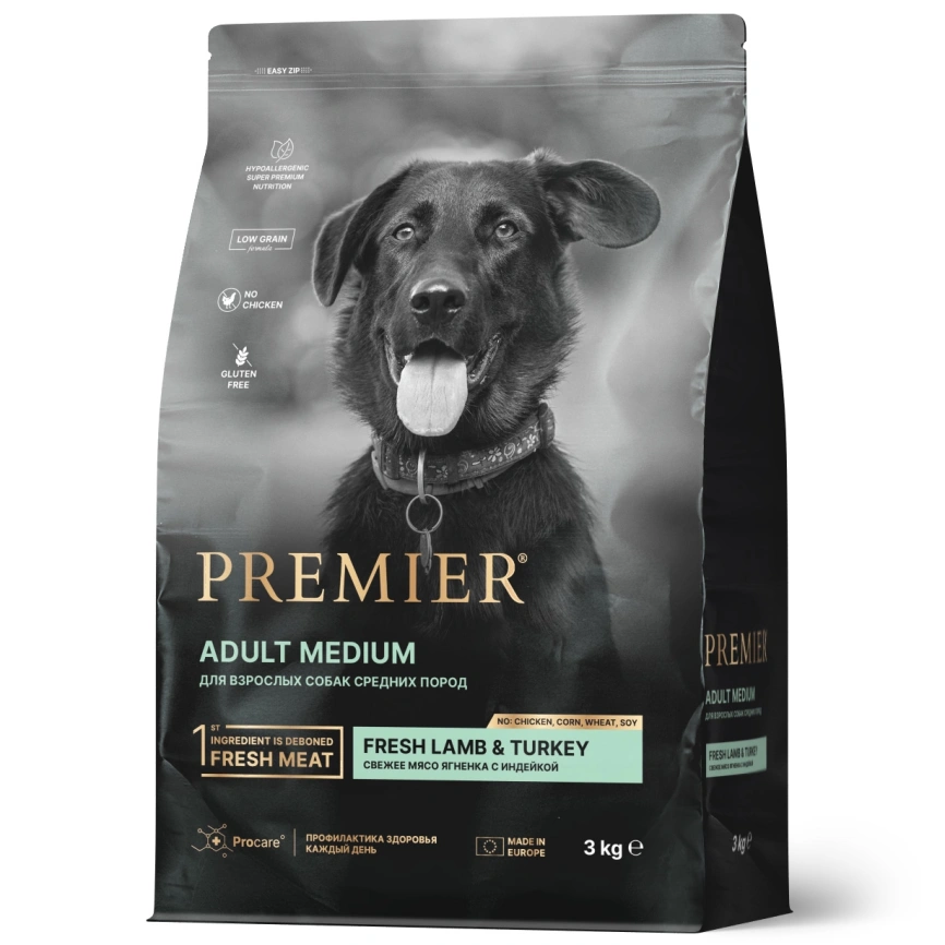 Сухой корм Premier Dog Lamb & Turkey Adult Medium для собак средних пород, с ягненком и индейкой, 3 кг фото 1