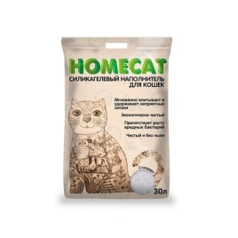 Наполнитель Homecat для кошачьих туалетов, Стандарт силикагелевый без запаха, 30 л