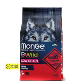 Сухой корм Monge Dog BWild LOW GRAIN Puppy & Junior Venison для щенков с олениной, 2,5 кг