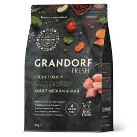 Сухой корм Grandorf Fresh Dog для взрослых собак средних и крупных пород диетическая формула для особо аллергичных собак индейка с бататом 3 кг