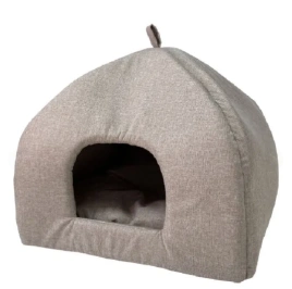 Лежак Homepet для домашних животных, Жаккард Melange №1 мягкий избушка светло-коричневый, 42 см х 42 см х 50 см