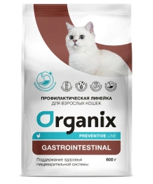Сухой корм Organix Preventive Line Gastrointestinal для кошек поддержание здоровья пищеварительной системы, 600 г