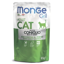 Влажный корм Monge Cat Grill Rabbit для взрослых кошек с кроликом, 85 г