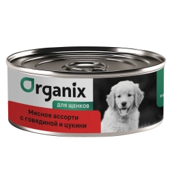 Влажный корм Organix Preventive Line Meat Assortment & Beef для щенков Мясное ассорти, с говядиной и цукини, 100 г
