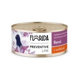 Влажный корм FLORIDA Renal Turkey для кошек. Профилактика хронической почечной недостаточности, с индейкой, 100 г