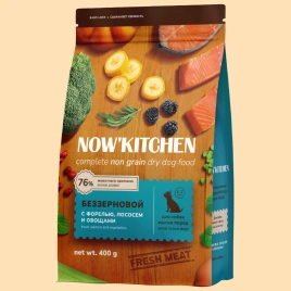 Сухой корм NOW'KITCHEN Fresh Small Adult Trout & Salmon для взрослых собак малых пород со свежей, с форелью и лососем, 400 г