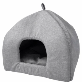 Лежак Homepet для домашних животных, Жаккард Melange №1 мягкий избушка светло-серый, 42 см х 42 см х 50 см