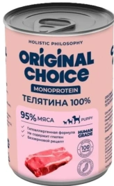 Влажный корм ORIGINAL CHOICE Monoprotein Puppy Veal для щенков, с телятиной, 340 г
