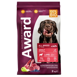 Сухой корм AWARD Turkey & Lamb & Apple & Blueberry для взрослых собак всех пород с индейкой, ягненком, яблоком и черникой, 2 кг
