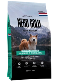 Сухой корм NERO GOLD Turkey & Vegetables для собак и щенков, с мясом индейки и овощами, 3 кг