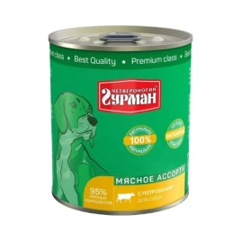 Влажный корм Четвероногий Гурман Meat Assortment & Giblets для собак, с мясным ассорти и потрошками, 340 г