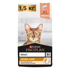 Сухой корм PRO PLAN Salmon для здоровья шерсти и кожи взрослых кошек, с высоким содержанием лосося, 1,5 кг