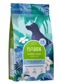 Сухой корм FLORIDA Medium Adult Lamb & Pear для взрослых собак средних пород, с ягненком и грушей, 400 г