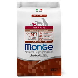 Сухой корм Monge Dog Speciality Line Monoprotein Mini Lamb & Rice для щенков мелких пород с мясом ягненка и рисом, 800 г